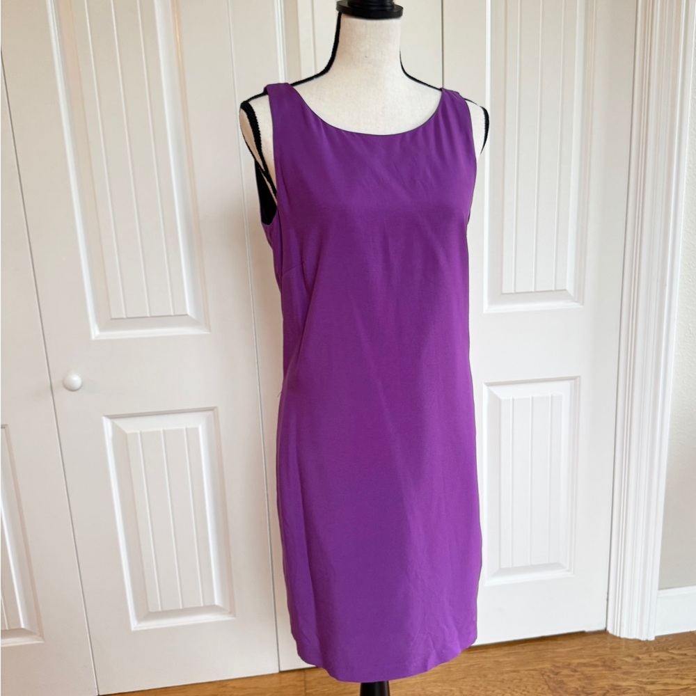 ZARA Purple Open V-Back Sleeveless Sheath Dress Mini Cocktail Party Modern M - Picture 11 of 13